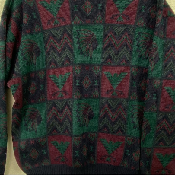 Tricots St Raphael vintage Indian Head Knit Wool Native American Sweater. L - Picture 11 of 13